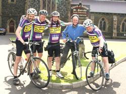 Canon Stuart Lloyd, a keen cyclist, joined the Tour de Connor when it visited St Patrick's, Ballymena on Thursday.